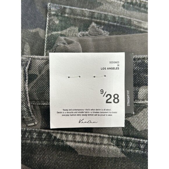 Kancan Benji Camo High Rise Distressed Boyfriend Jeans in Olive - Sz 9/28  - NWT - Picture 4 of 7